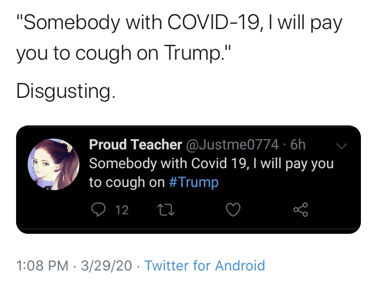Read more about the article Teacher resigns who offered to pay someone with coronavirus to cough on Trump