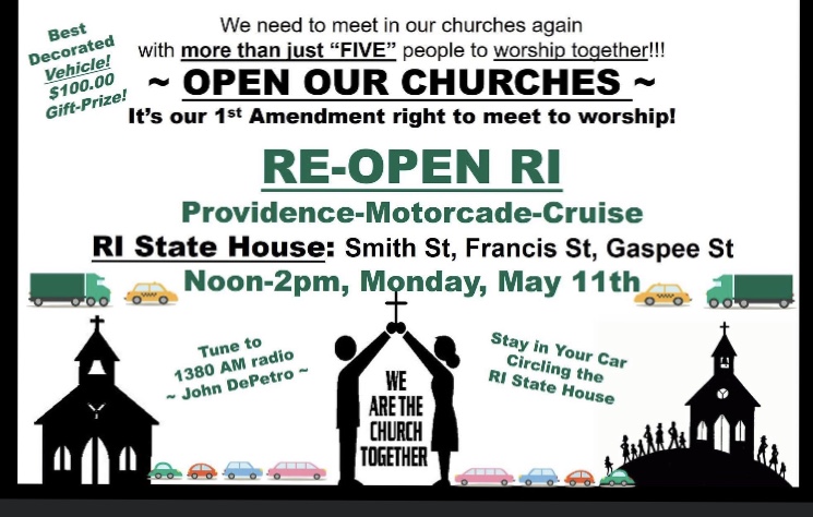 Read more about the article Re-Open Rhode Island Motorcade Rally set for Monday May 11, 2020 noon-2:PM