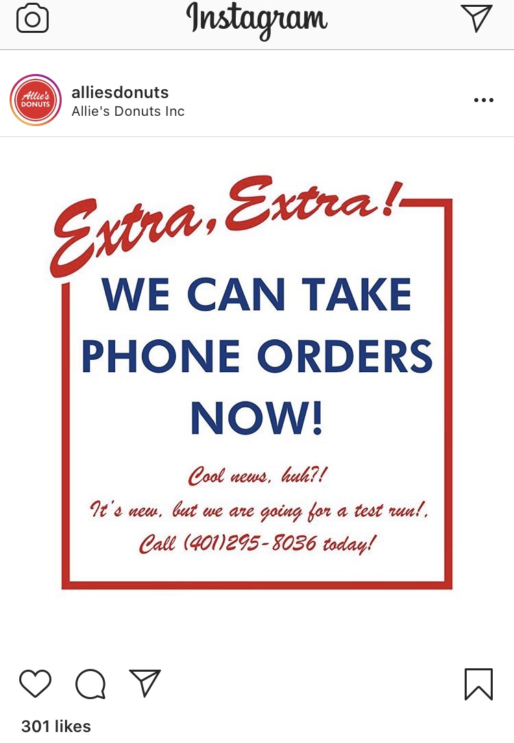 Read more about the article Breaking : Allies Donuts will accept phone orders
